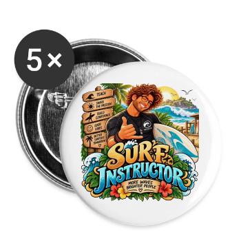 Tropensurfer-Ausbilder - Buttons groß 56 mm (5er Pack) - Weiß - Vorne