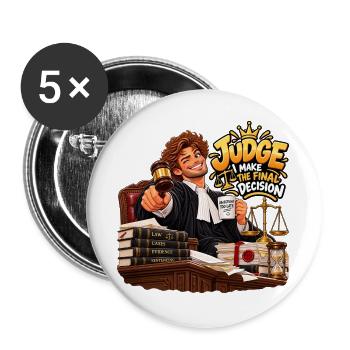 Beratender Richter: Endgültiges Urteil - Buttons groß 56 mm (5er Pack) - Weiß - Vorne