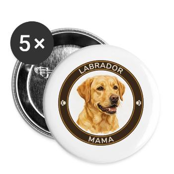 Labrador-Retriever-Mama - Buttons groß 56 mm (5er Pack) - Weiß - Vorne