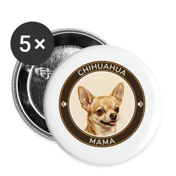 Chihuahua-Mama Porträt - Buttons groß 56 mm (5er Pack) - Weiß - Vorne