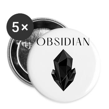 Minimalistischer schwarzer Obsidiankristall - Buttons groß 56 mm (5er Pack) - Weiß - Vorne