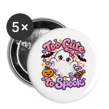 Too Cute to Spook Geist - Buttons groß 56 mm (5er Pack) - Weiß - Vorne