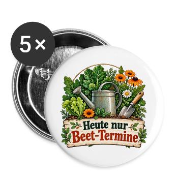 Heute nur Beet Termine - Buttons groß 56 mm (5er Pack) - Weiß - Vorne
