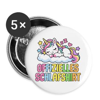 Schlafshirt Einhorn - Buttons groß 56 mm (5er Pack) - Weiß - Vorne