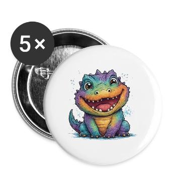 Rainbow Krokodil - Buttons groß 56 mm (5er Pack) - Weiß - Vorne