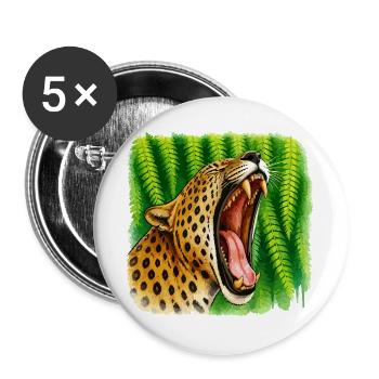 Leopard im Dschungel im Farbenspiel - Buttons groß 56 mm (5er Pack) - Weiß - Vorne