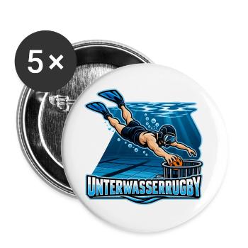 Unterwasser Rugby Action-Illustration - Buttons groß 56 mm (5er Pack) - Weiß - Vorne