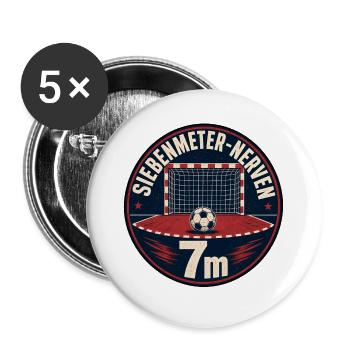 Siebenmeter Nerven Handball Vintage Badge Shirt - Buttons groß 56 mm (5er Pack) - Weiß - Vorne