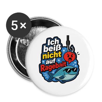Ich beiß nicht auf Ragebait Angel Angler Shirt - Buttons groß 56 mm (5er Pack) - Weiß - Vorne