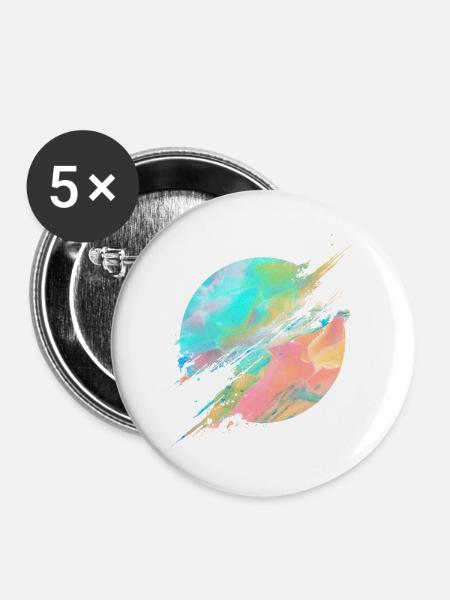 Pastel Rainbow Abstract Splash - Buttons groß 56 mm (5er Pack) - Weiß
