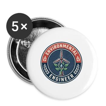 Vintage Environmental Engineer Windturbinenabzeichen - Buttons groß 56 mm (5er Pack) - Weiß - Vorne