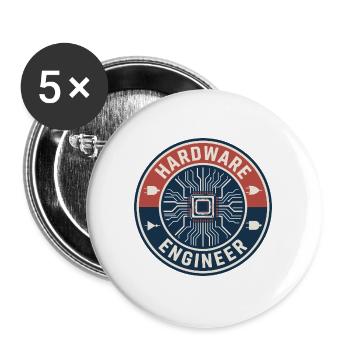 Vintage Computer Hardware Engineer Chip-Abzeichen oben - Buttons groß 56 mm (5er Pack) - Weiß - Vorne