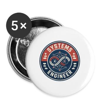 Vintage Systems Engineer Netzwerk-Flussdiagramm-Abzeichen - Buttons groß 56 mm (5er Pack) - Weiß - Vorne