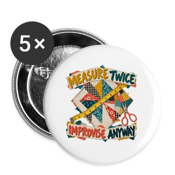 Quilten – zweimal messen, trotzdem improvisieren - Buttons groß 56 mm (5er Pack) - Weiß - Vorne