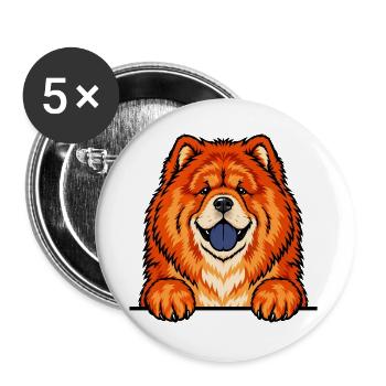 Chow Chow - Buttons groß 56 mm (5er Pack) - Weiß - Vorne