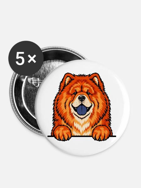 Chow Chow - Buttons groß 56 mm (5er Pack) - Weiß