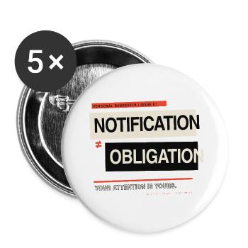 Benachrichtigung ≠ Verpflichtung – Digitale Grenzen - Buttons groß 56 mm (5er Pack) - Weiß - Vorne