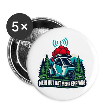 Mein Hut Hat Mehr Empfang Auto - Buttons groß 56 mm (5er Pack) - Weiß - Vorne