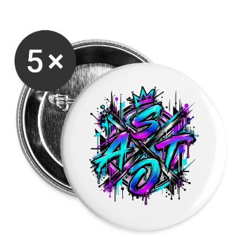 SATO – Street Art Edition 🎨🔥 - Buttons groß 56 mm (5er Pack) - Weiß - Vorne