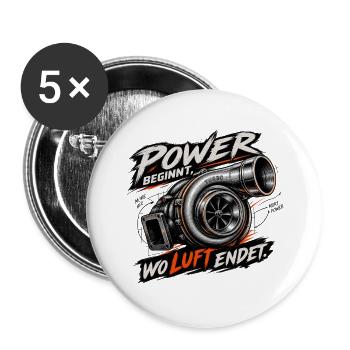 Turbolader - Buttons groß 56 mm (5er Pack) - Weiß - Vorne