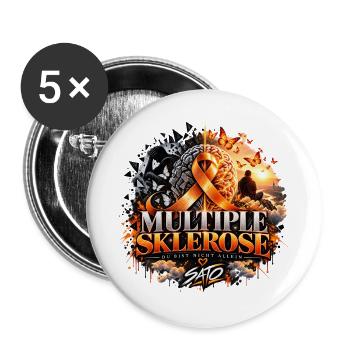 SATO – Multiple Sklerose | Du bist nicht allein  - Buttons groß 56 mm (5er Pack) - Weiß - Vorne