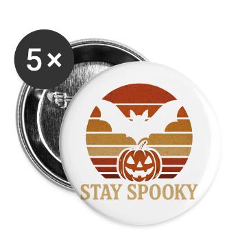 Stay Spooky Retro Halloween Fledermaus Kürbis - Buttons groß 56 mm (5er Pack) - Weiß - Vorne