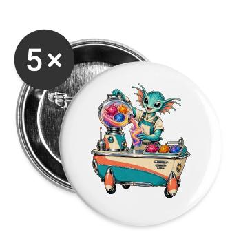 Galaktischer Drache mischt kosmisches Getränk - Buttons groß 56 mm (5er Pack) - Weiß - Vorne