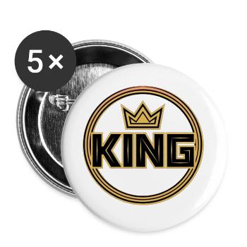 Goldenes Königskronenabzeichen - Buttons groß 56 mm (5er Pack) - Weiß - Vorne