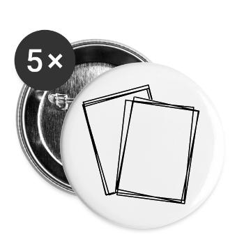 Spielkarten handgezeichnet - Buttons groß 56 mm (5er Pack) - Weiß - Vorne