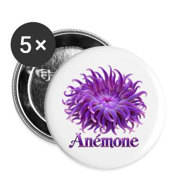 Purpurne Anmona - Buttons groß 56 mm (5er Pack) - Weiß - Vorne