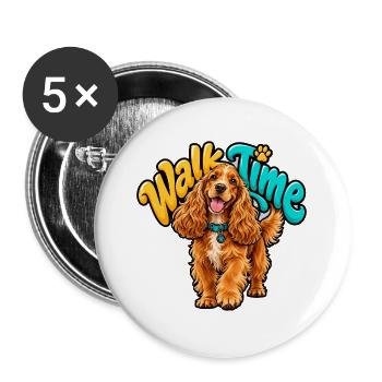Englischer Cocker Spaniel - Buttons groß 56 mm (5er Pack) - Weiß - Vorne