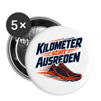 Laufmotivation: Keine Ausreden - Buttons groß 56 mm (5er Pack) - Weiß - Vorne
