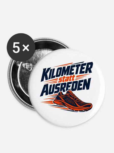 Laufmotivation: Keine Ausreden - Buttons groß 56 mm (5er Pack) - Weiß
