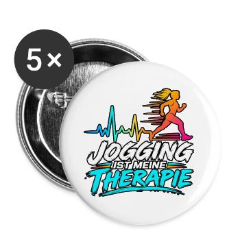 Jogging ist meine Therapie - Buttons groß 56 mm (5er Pack) - Weiß - Vorne