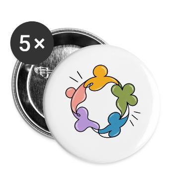 Verschieden, zusammen – Inklusion, Respekt und Nein zum Bu - Buttons groß 56 mm (5er Pack) - Weiß - Vorne