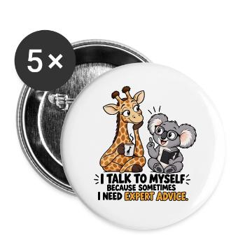 Ich rede mit mir selbst, weil ich fachkundigen Rat brauche - Buttons groß 56 mm (5er Pack) - Weiß - Vorne