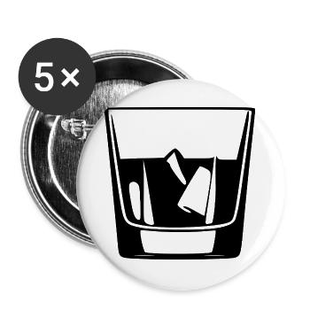 Whiskey Glas Geschenk Barkeeper Kellner  - Buttons groß 56 mm (5er Pack) - Weiß - Vorne