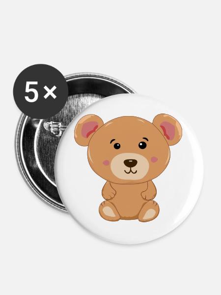 Uroczy Miś - Buttons groß 56 mm (5er Pack) - Weiß