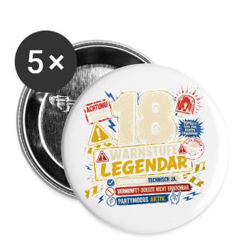 18 Geburtstag Volljährig Geschenk Party Humor - Buttons groß 56 mm (5er Pack) - Weiß - Vorne