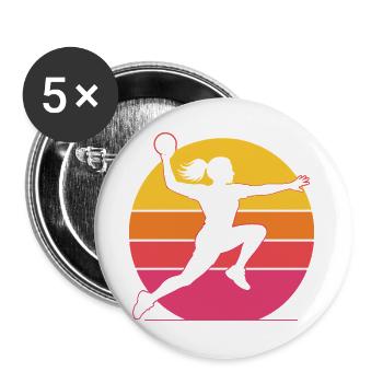 Retro Handballerin – Vintage Sonnenuntergang - Buttons groß 56 mm (5er Pack) - Weiß - Vorne