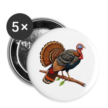 Wilder Truthahn auf der Raststätte - Buttons groß 56 mm (5er Pack) - Weiß - Vorne