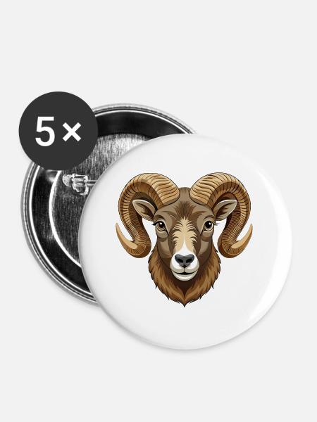 Dickhornschaf - Buttons groß 56 mm (5er Pack) - Weiß