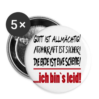 Erde Scheibe Gott Allmächtig Sprüche Floskel  - Buttons groß 56 mm (5er Pack) - Weiß - Vorne