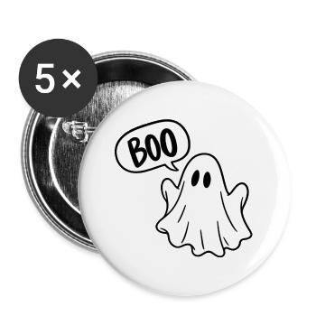 BOO – Süßer Halloween Geist - Buttons groß 56 mm (5er Pack) - Weiß - Vorne