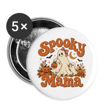 Spooky Mama Halloween-Familie - Buttons groß 56 mm (5er Pack) - Weiß - Vorne