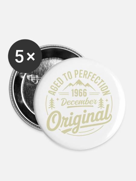 Dezember 1966 - Buttons groß 56 mm (5er Pack) - Weiß