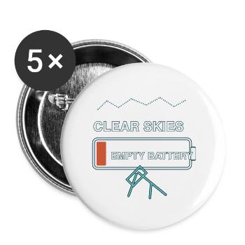 Astronomie — klarer Himmel, leere Batterie - Buttons groß 56 mm (5er Pack) - Weiß - Vorne
