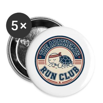 Apathhetic Turtle Run Club - Buttons groß 56 mm (5er Pack) - Weiß - Vorne