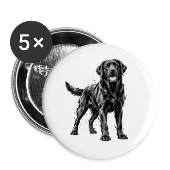 Labrador Retriever – Schwarz Weiß Aquarell - Buttons groß 56 mm (5er Pack) - Weiß - Vorne