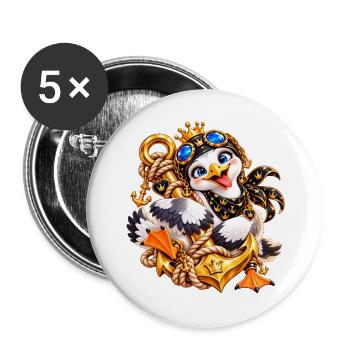Königliche Möwe Nautik‑Schmuck - Buttons groß 56 mm (5er Pack) - Weiß - Vorne